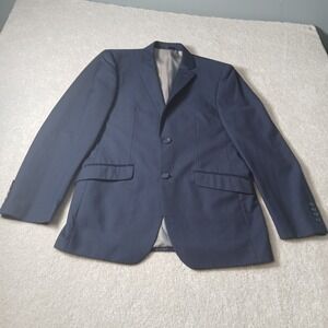 RENOIR Mens R38 Navy Blue 2 Button Slim Fit Dual Vent Suit Jacket Notch Lapel